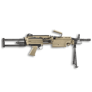 FN M249S Para 5.56mm FDE Semi-Automatic Belt-Fed Rifle with Telescoping/Collapsing Stock (M249 SAW Replica)