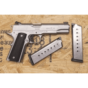Remington 1911 R1 Stainless Enhanced .45 ACP Police Trade-In Pistol with Custom 1776 US Flag Holster