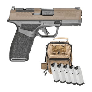SPRINGFIELD Hellcat Pro OSP Semi-Auto Pistol w/ Five 15rd Mags / FDE Sling Bag - FDE / Black