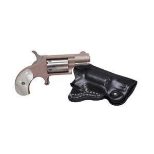 NAA "MOM" 22LR 1.125" 5rd Mini-Revolver w/ DeSantis Leather Holster - Rose Gold / Pearl Grips