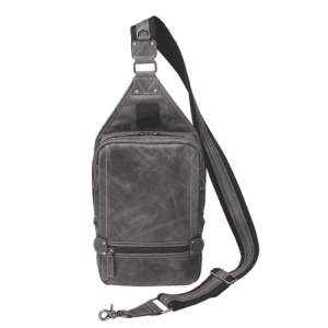 GUN TOTE'N MAMAS Buffalo Leather Sling Backpack RFID Grey