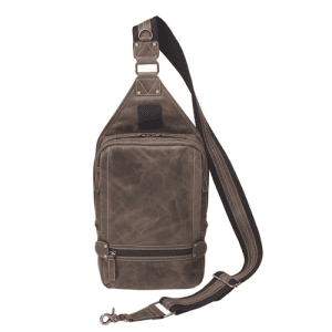 GUN TOTE'N MAMAS Buffalo Leather Sling Backpack RFID Brown
