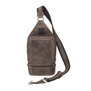 GUN TOTE'N MAMAS Buffalo Leather Sling Backpack RFID Caramel