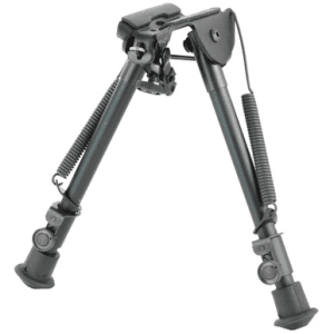 Harris Bipods 1A2-L2 Non-Swivel L Swivel Stud, 9-13", Black Steel/Aluminum, Self Leveling Legs, Rubber Feet (No Sling Stud Provision)