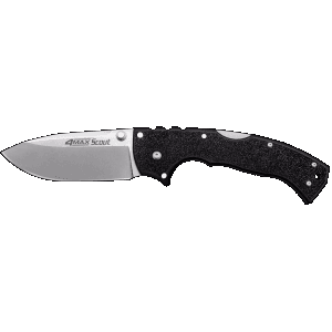Cold Steel Knife And Tool Company Cold Steel Cs62rqz 4-Max Scout 4" Folding Drop Point Plain Stonewashed/6" Black Griv-Ex Handle Includes Belt Clip