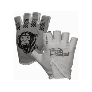 Fish Monkey Men's Stubby Guide Fingerless Gloves Light Gray Medium