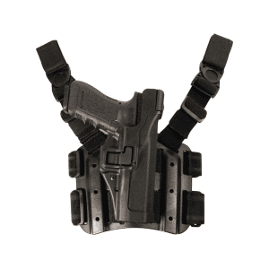 BLACKHAWK! Serpa Level 3 Drop Leg Holster Right Hand Glock 17, 19, 19X, 22, 23, 26, 27, 31, 32, 33, 38, 45, 47 Polymer Black