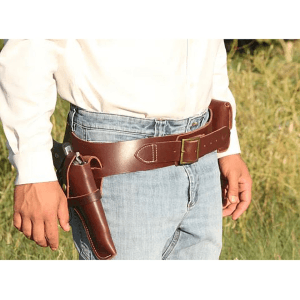 Hunter Buscadero Cap and Ball Revolver Gun Belt Leather Brown Large