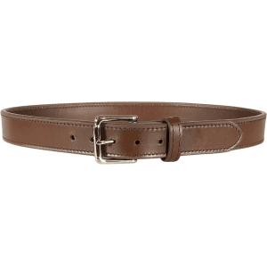 MidwayUSA Gun Belt 1-1/2" Leather Dark Brown 44" Silver Buckle