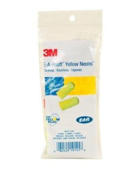 3M Earsoft Yellow Neon Reg Corded  Box