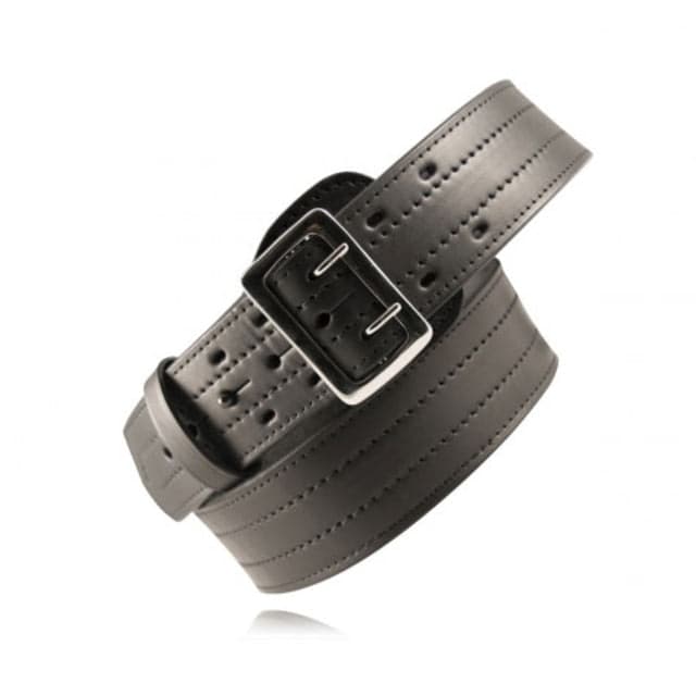 Boston Leather Sam Browne 2.25in Fully Hooked Lined Duty Belt w/ Black Buckle Plain Black Black Buckle Size 44