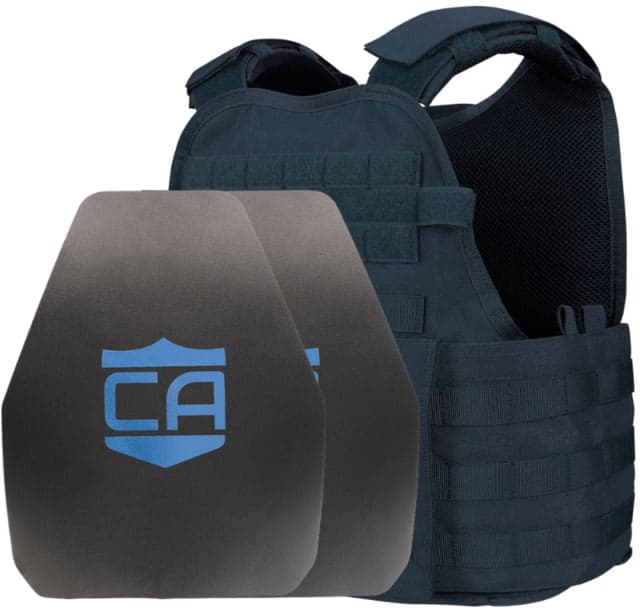 Caliber Armor AR550 11 x 14 Level III+ Body Armor and Condor MOPC Complete Plate Carrier Package Navy Blue