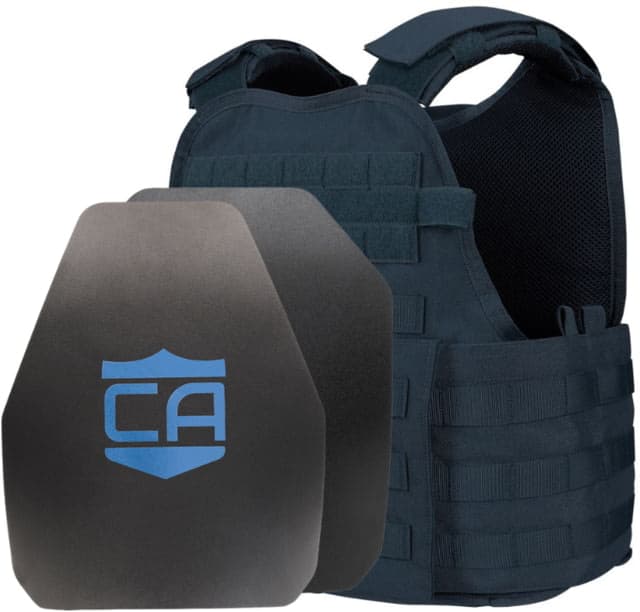 Caliber Armor AR550 Level III+ Body Armor and Condor MOPC Complete Plate Carrier Package SAPI Cut/Shooters Cut Navy Blue