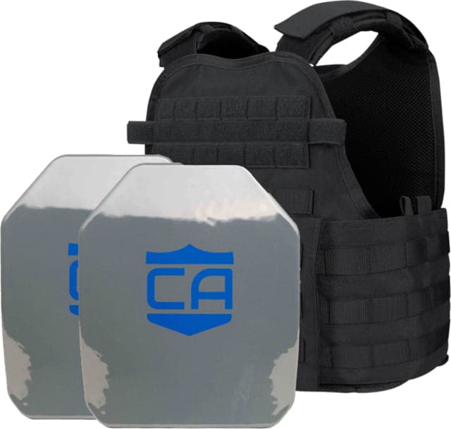 Caliber Armor AR550 Level III+ Body Armor w/PolyShield and Condor MOPC Complete Plate Carrier Package SAPI Cut Navy Blue