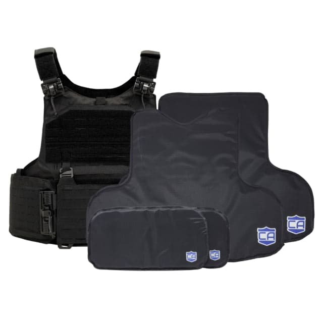 Caliber Armor CaliberX Soft IIIA/HG2 M.O.D. Complete Plate Carrier Package - w/ Side Armor Panels Black Large