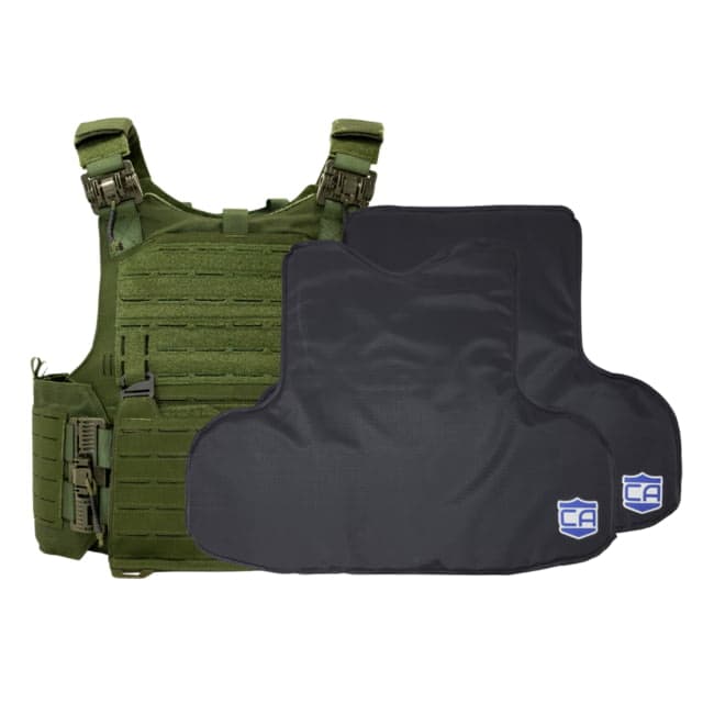 Caliber Armor CaliberX Soft IIIA/HG2 M.O.D. Complete Plate Carrier Package - No Side Armor Panels OD Green Large