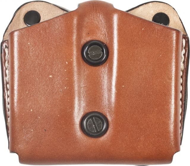 DeSantis Double Magazine Leather Pouch Long and Short Double Stack 9mm/40cal Ambidextrous Plain Tan