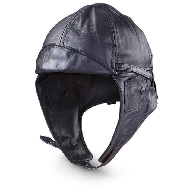 MIL-TEC Leather Aviation Helmet Black 2XL