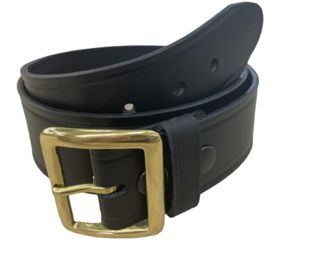 Perfect Fit 1.5in Garrison Belt Plain Brass Buckle Black 34
