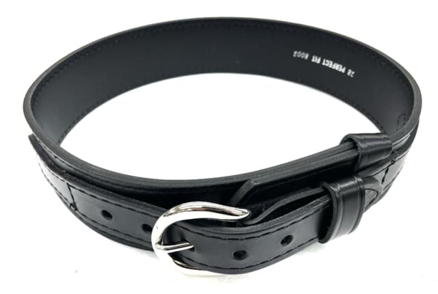 Perfect Fit 2.25in Leather Ranger Belt Plain Chrome Buckle Black 30