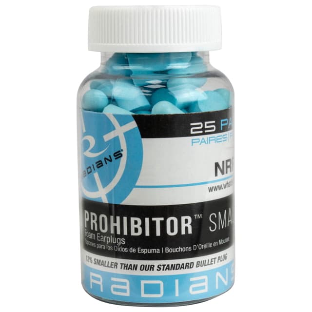 Radians Prohibitor Small Foam Earplugs Jar 25 Pr Blue