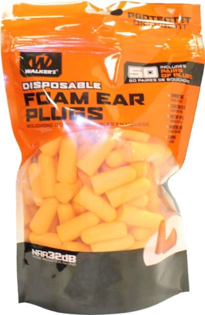 Walkers Foam Ear Plugs 32 dB NRR Orange 50 Pair