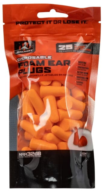 Walkers Foam Ear Plugs 32 Db Orange 25 Pairs Gwpfp25Bag