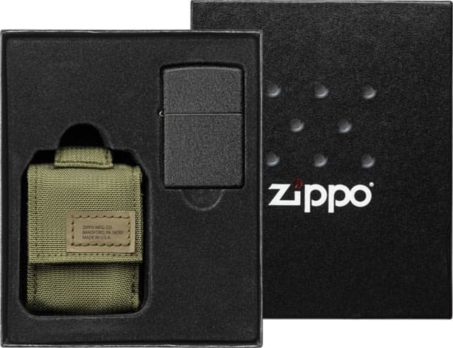 Zippo Lighter with MOLLE Green Pouch 1.44" x 2.25"