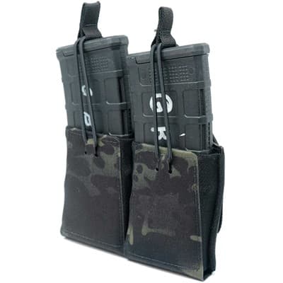 Double Rifle Magazine Pouch With Bungee Retention - Double Rifle Mag Pouch W/Bungee Retention Multicam Black