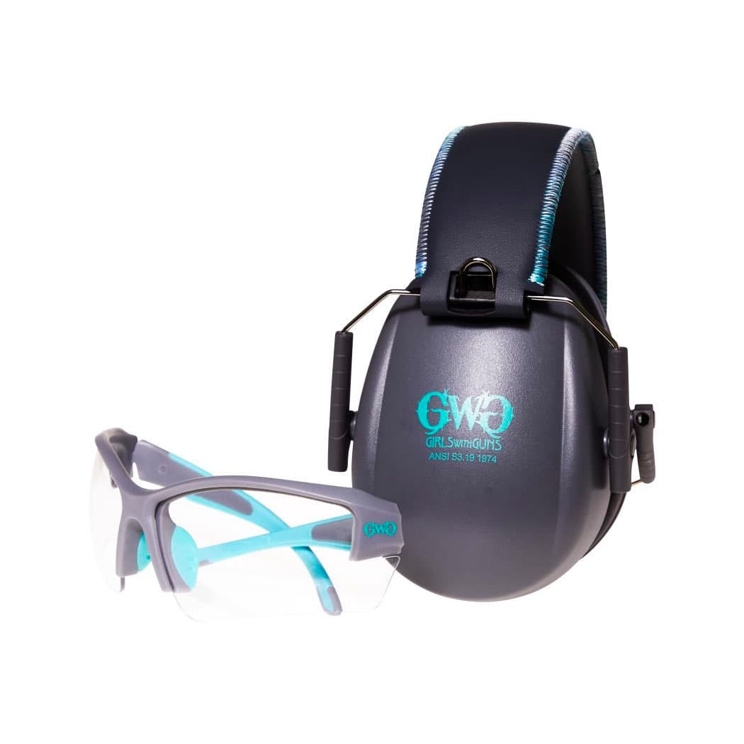 Girls With Guns Earmuff & Safety Glasses Combo 23dB, Teal - 2388