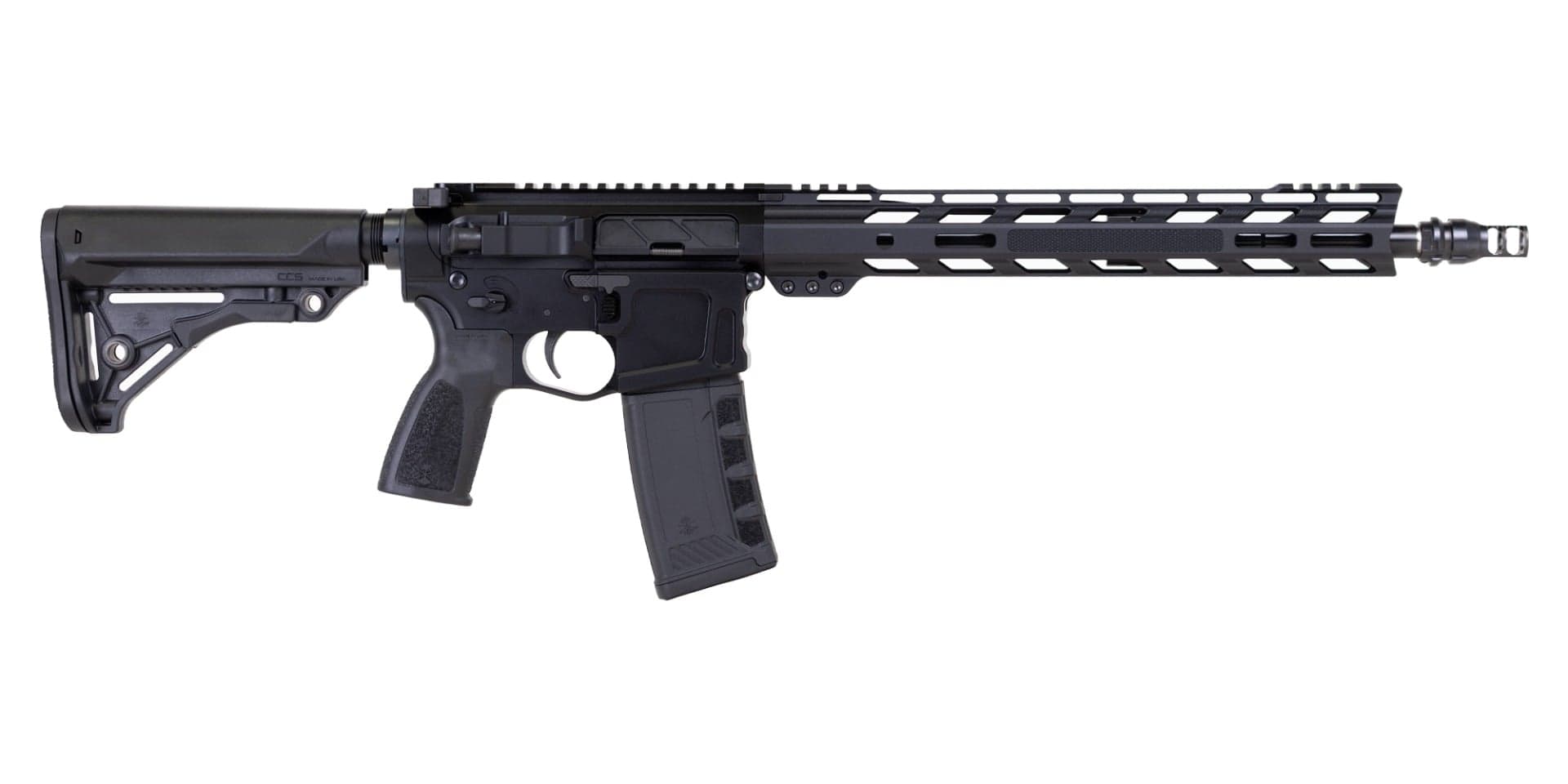 PSA "Sabre" Billet 14.5" .223 Wylde M4 13.5" Knurled Slant Rail and Pin/Weld JMAC Keymo Mount Rifle with Sabre Furniture