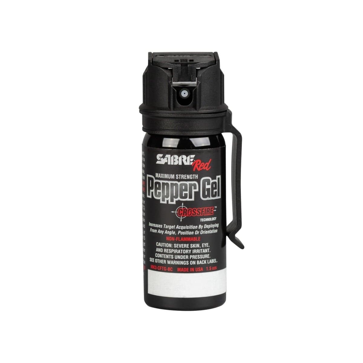 Sabre Aka Security Equipment Corp Sabre Crossfire Pepper Gel 1.5oz W/ Belt Clip, Black - Mk3-Cftg-Bc