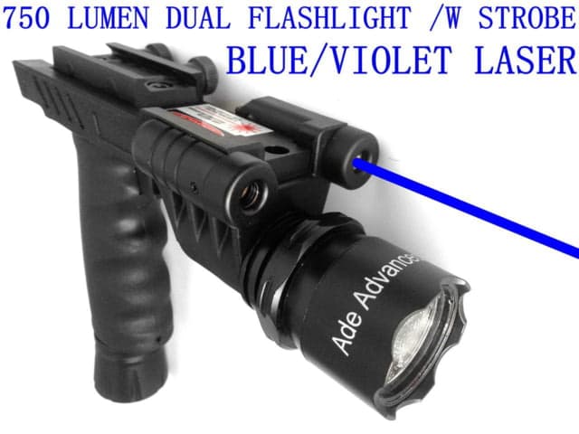 ADE Advanced Optics Dual Strobe Flashlight w/ Blue Laser Combo Sight Black