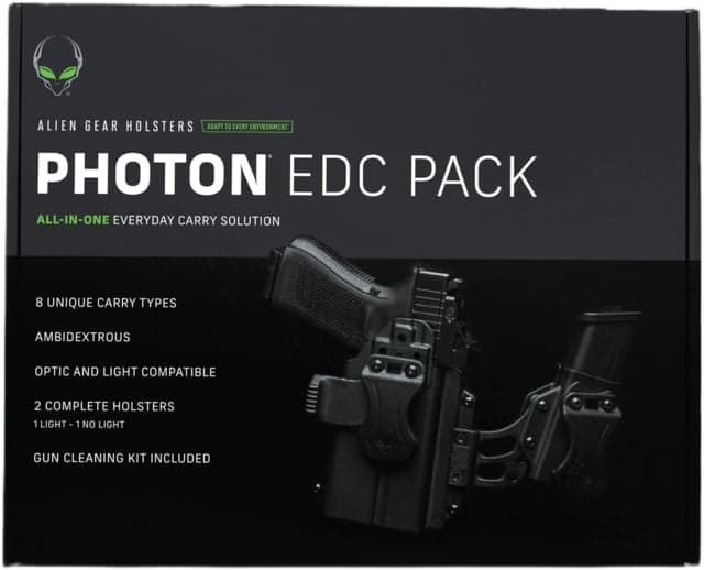 Alien Gear Holsters Holsters Photon Edc Pack Polymer Iwb Holster Glock 17/17mos/47 Ambi Hand Black