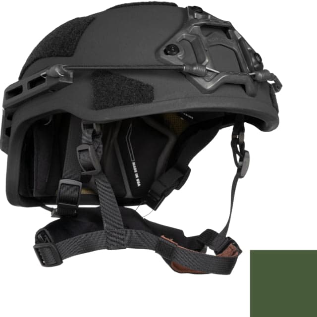 ArmorSource Aire EX Rifle Resistant High Protection Fully Loaded Assault Helmet High Cut Cam Green Medium