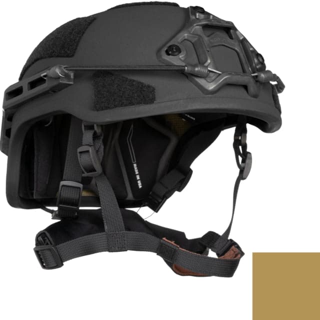 ArmorSource Aire EX Rifle Resistant High Protection Fully Loaded Assault Helmet Regular Cut Coyote Brown Large
