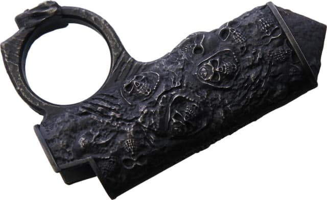 Bastinelli Creations Maxi Lighter Case Bronze construction with skull relief artwork LIGHTER CASE MAXI