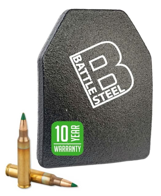 Battle Steel Level III+ Special Threat Armor Plate Green Tip Protection 10 x 12in Shooters Cut Multi-Curve