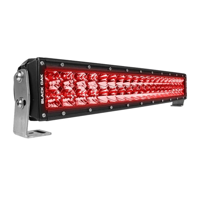 Black Oak LED Curved Double Row Combo Red LED Predator Hunting Light Bar 20in Black