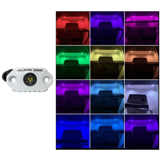 Black Oak LED Rock Accent LED Light White Housing RGB