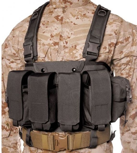 BlackHawk Tactical Commando Chest Harness AK-47 M-16 and M-1 Magazines Black