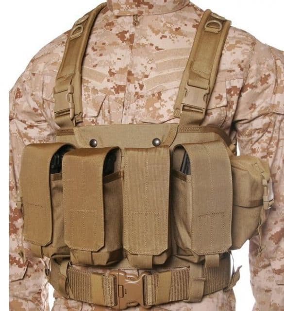 BlackHawk Tactical Commando Chest Harness AK-47 M-16 and M-1 Magazines Coyote Tan