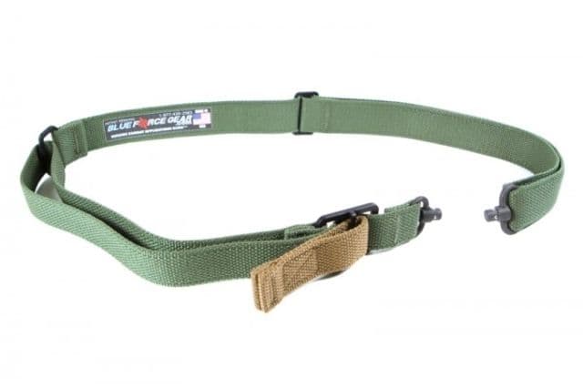 Blue Force Gear Vickers 221 2-to-1 Unpadded Sling RED Swivel Version w/Nylon Adjuster and Hardware OD Green