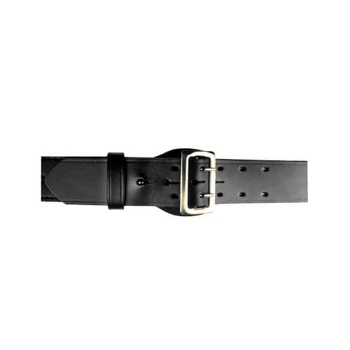 Boston Leather Sam Browne 2.25in Fully Lined Duty Belt w/ Chrome & Brass Buckle Black