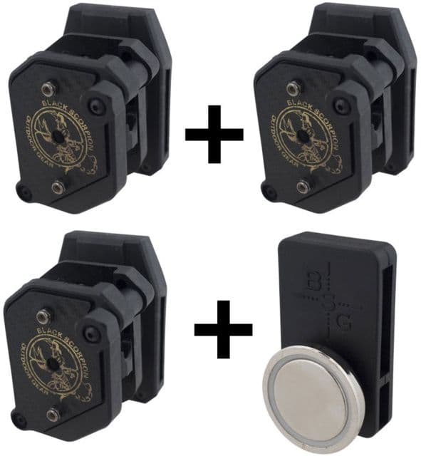 Black Scorpion Outdoor Gear IPSC / USPSA 3 Storm I Pouches w/ 1 Magnetic Magazine Pouch Black