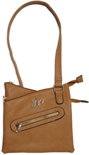 Bulldog Cases & Vaults Cross Body Style Purse W/Holster Camel Suede