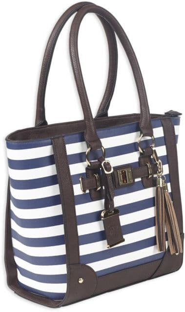 Bulldog Cases & Vaults Tote Style Purse w/Holster Navy Stripe Navy