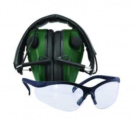 Caldwell E-Max Low Profile Electronic Hearing Protection Ear Muffs W/Shooting Glasses