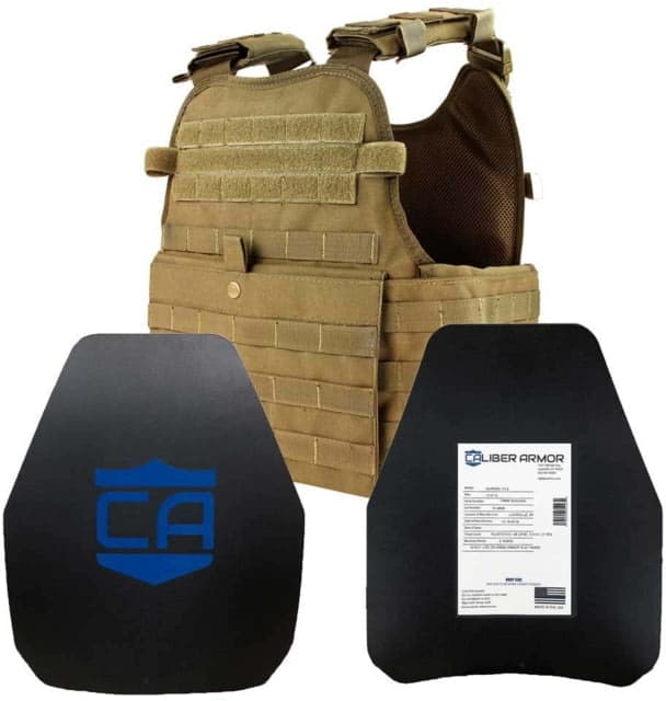Caliber Armor AR550 11 x 14 Level III+ Body Armor and Condor MOPC Package Coyote Brown Medium/2XL