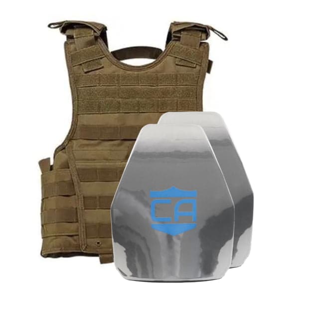 Caliber Armor AR550 III+ VISM Expert 8x10 Body Armor Package PolyShield Spall Coating Coyote Tan 8 x 10